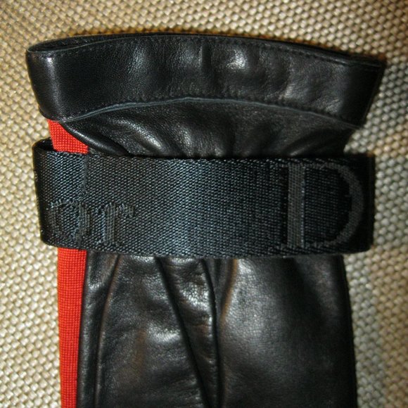 ❤️AMAZING! Gloves CHRISTIAN DIOR  Made in France Red Black LAMBSKIN /SPANDEX 6.5 - Picture 5 of 14